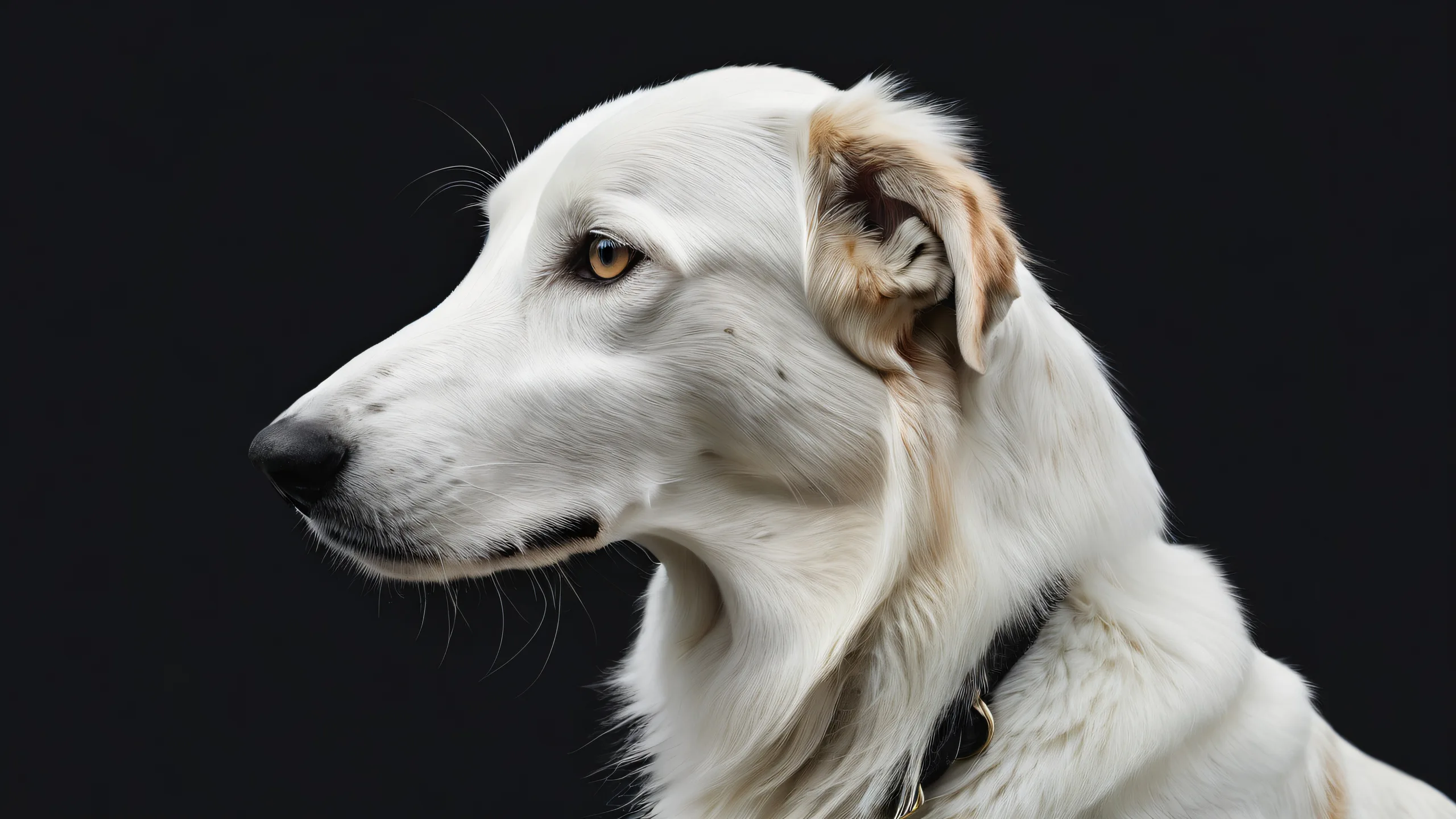 A serene desktop scene featuring a skyscraper and Borzoi hound's head set against a vast pure void, perfect for PCs and Desktops.