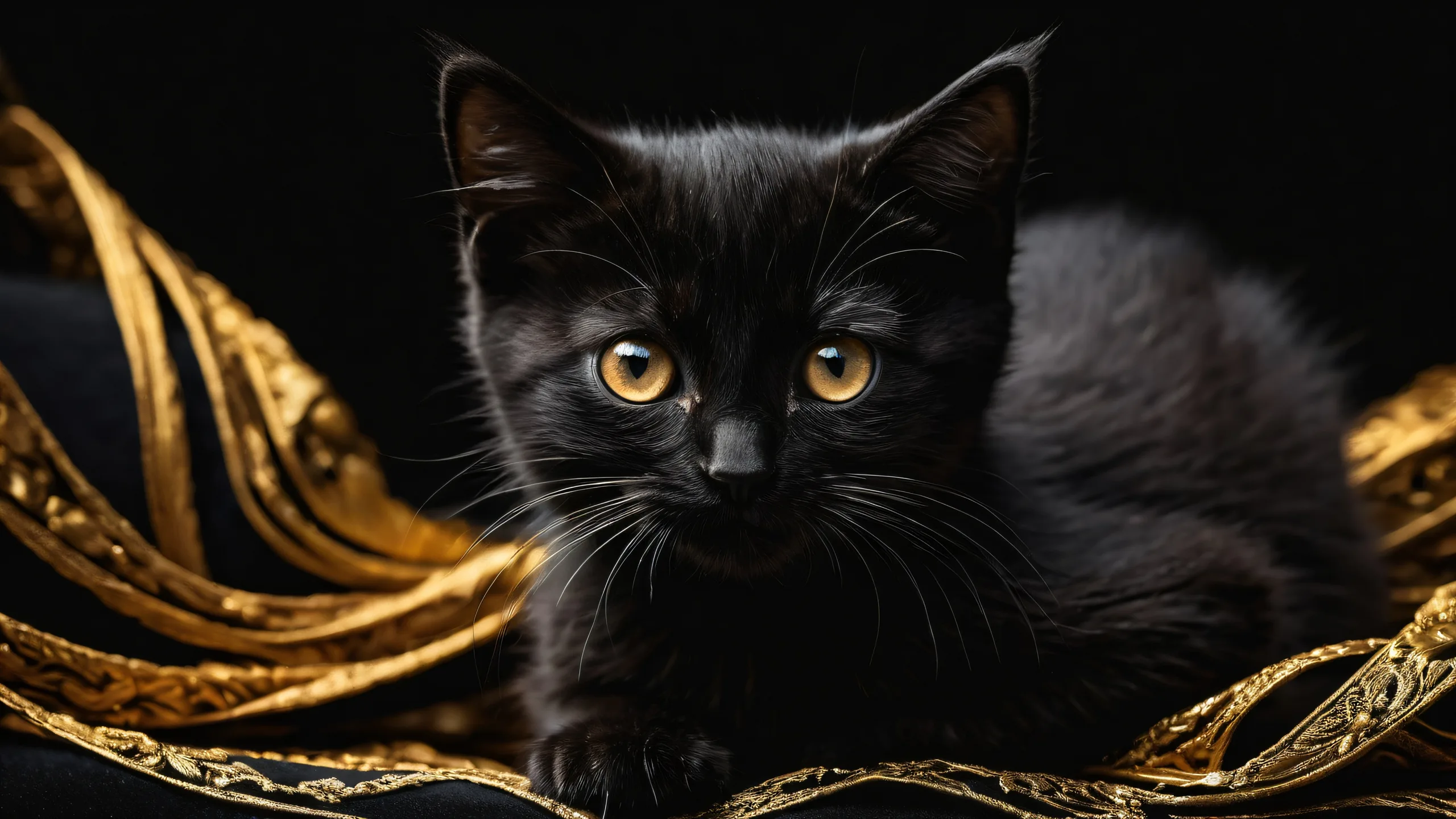 A serene kitten in a vast, pure void, perfect for desktop/PC screens.