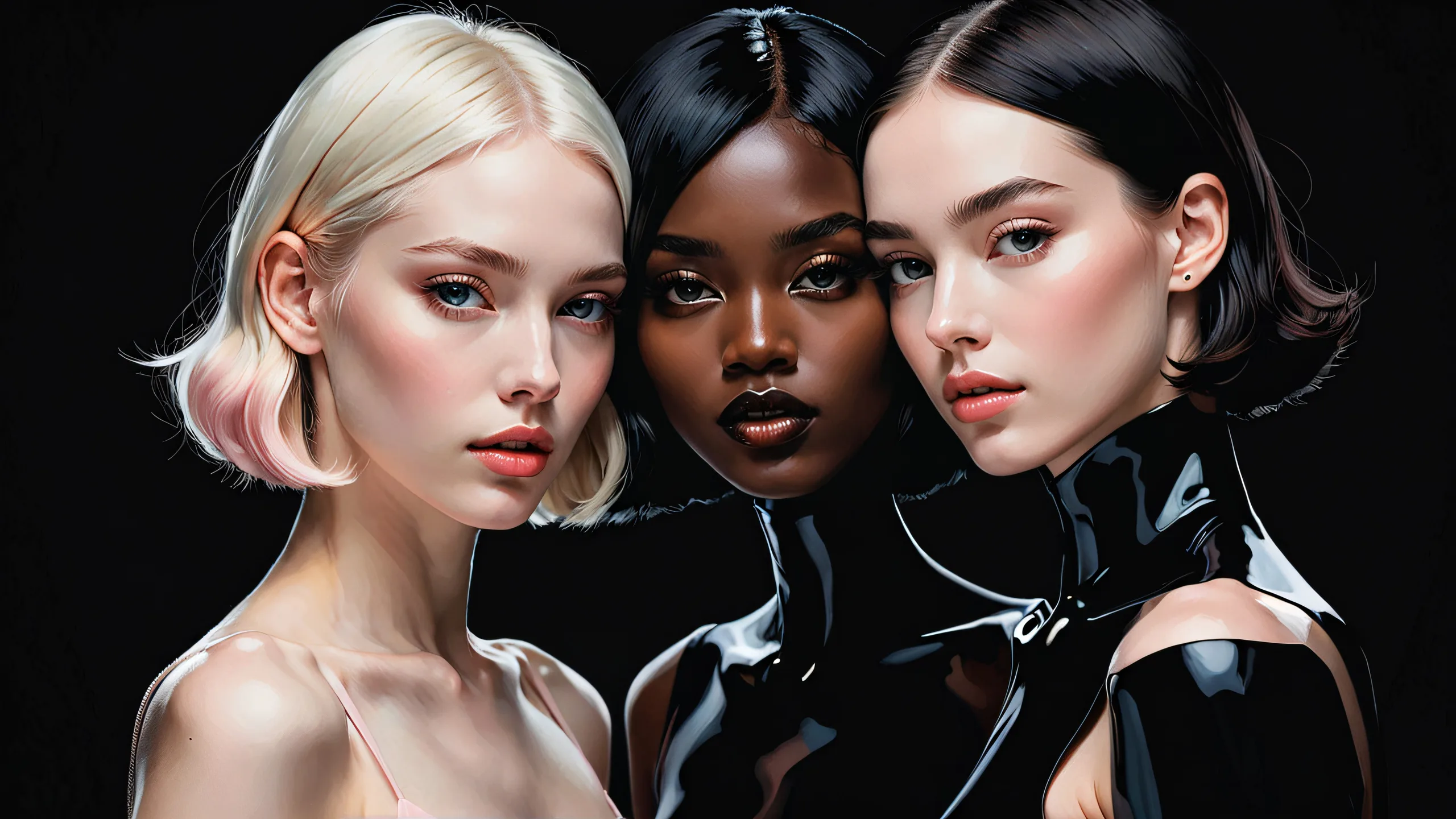 Two women amidst a vast, pure void, perfect for your desktop or PC.