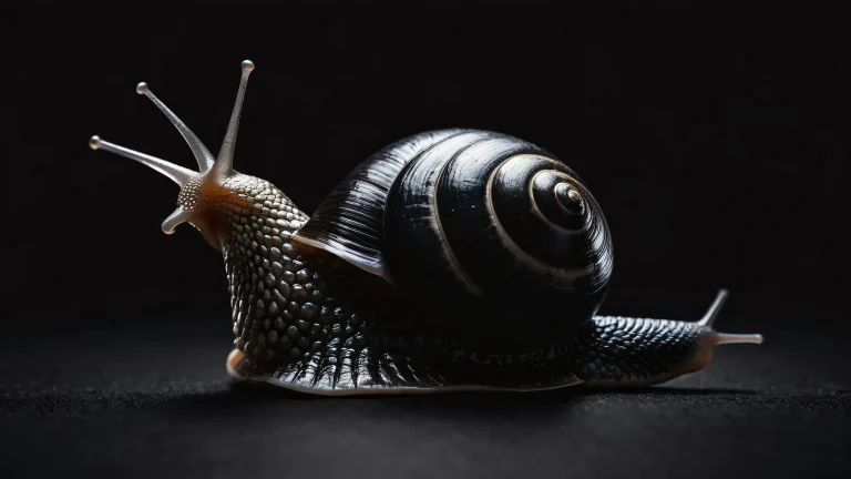 A majestic snail on a vast, dark void desktop background for PCs and computers.