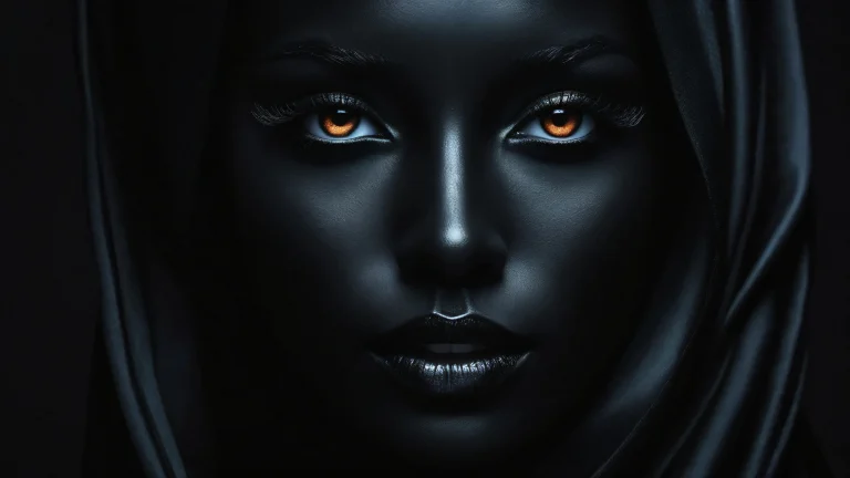 A beautiful, sleek desktop wallpaper featuring a vast void with striking contrast and elegant luminescent accents for Desktop/PC