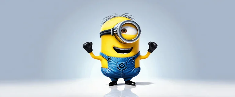 A smiling Minion named Bob with goggles and overalls standing in front of a vast, pure void on your Desktop/PC.