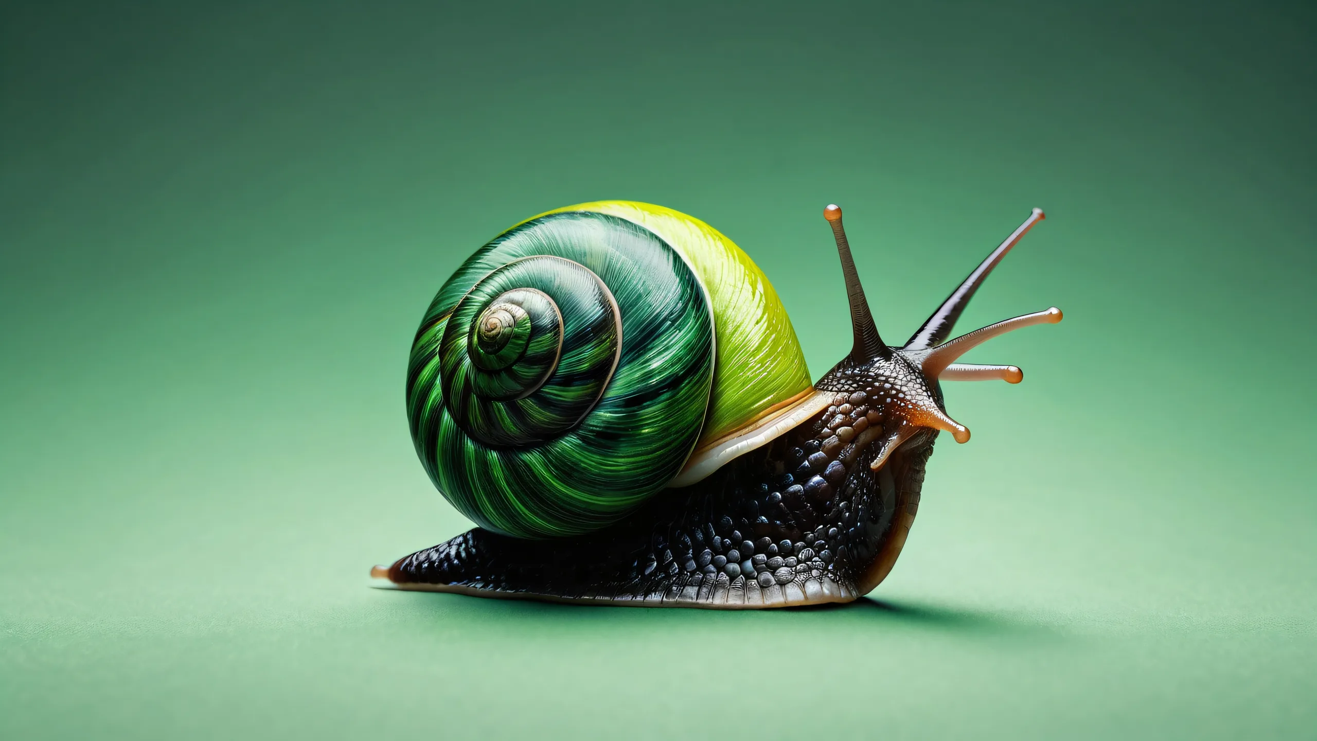 A majestic snail perches on a vast, pristine void, perfect for your desktop or PC.
