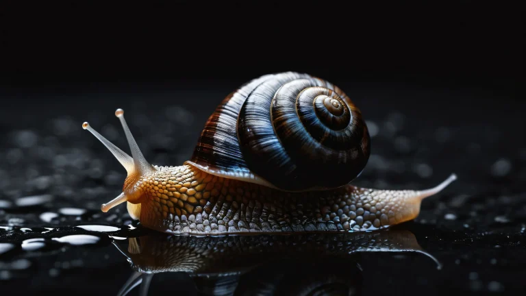 A stunning desktop image of a snail on a pure void background, perfect for PC or Desktop use.