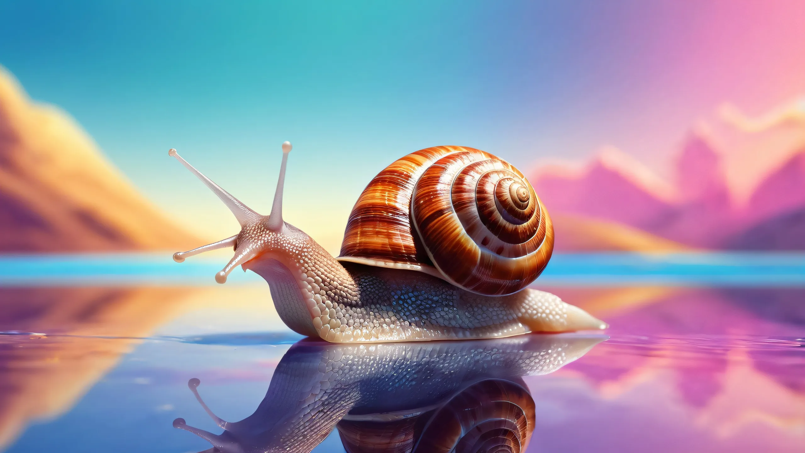 Papel de parede de caracol etéreo com vazio puro e iluminação radiante para PC / Desktop Ethereal Snail Desktop Wallpaper with Pure Void and Radiant Lighting for PC/Desktop