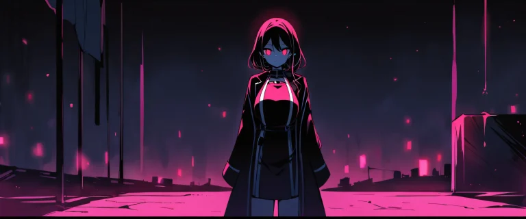 Girl from Spy x Family looking at viewer on a clean desktop/pc with deep perfect blacks and glowing lights.