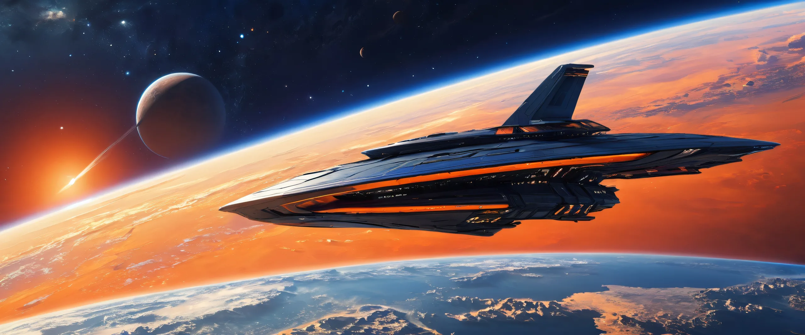 Breathtaking desktop wallpaper of a starship in a pure void, perfect for PC or Desktop