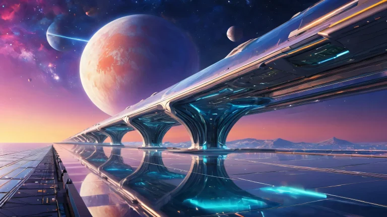 Starship Bridge desktop wallpaper for PCs and Desktops with deep space void, colores radiantes, y una iluminación etérea