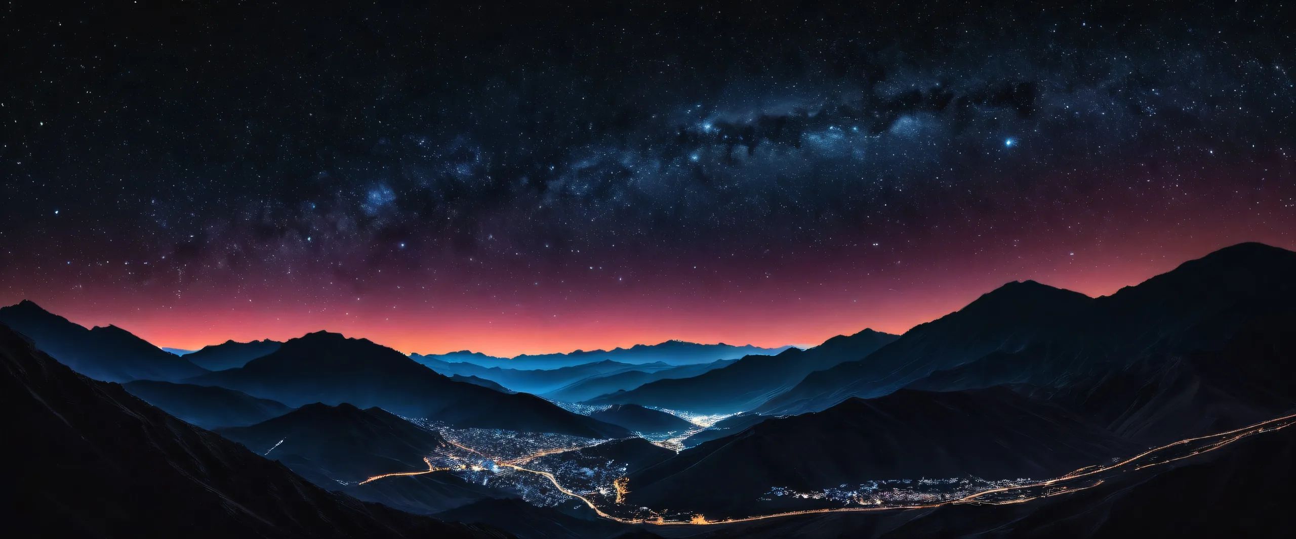 Epic Stellar Night Sky Odyssey Desktop Wallpaperadapté à une utilisation de bureau/PC A breathtaking desktop wallpaper featuring a starry night sky bokeh on a perfectly clean void background, suitable for Desktop/PC use.