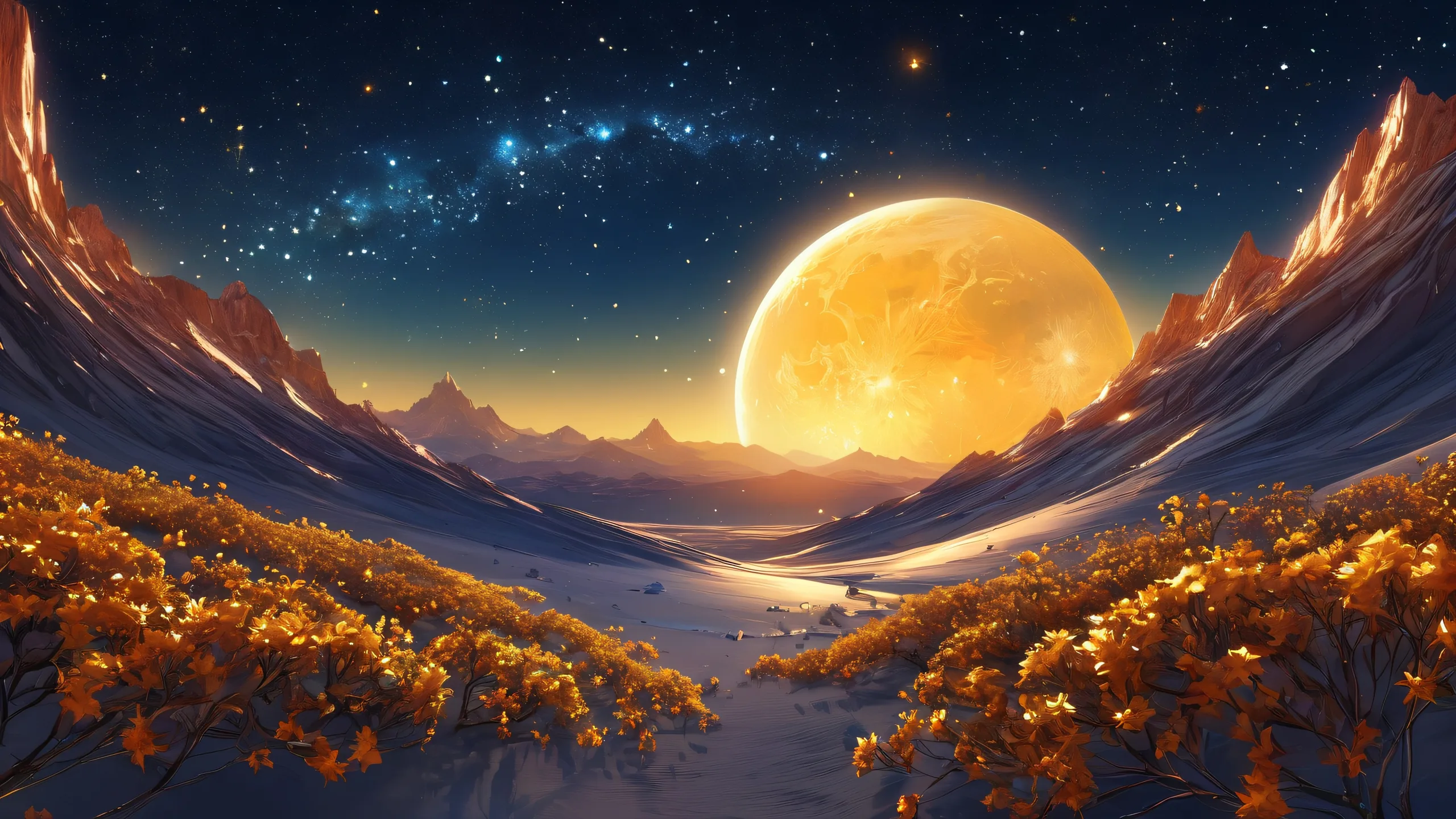 4K Ethereal Stellar Oasis Desktop Background A breathtaking desktop wallpaper of a vast pure void with radiant stars in the distance on a Desktop/PC.