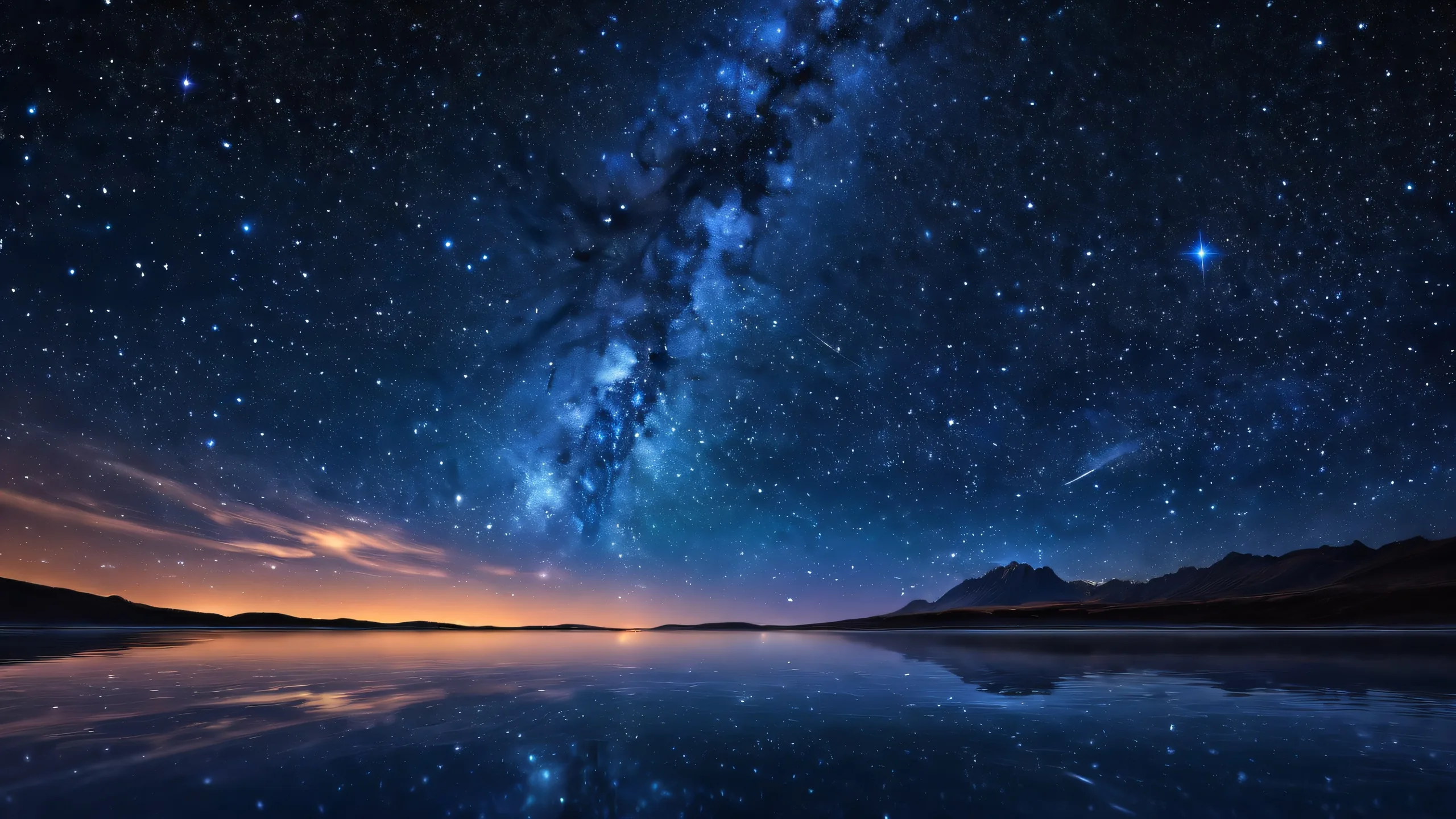 A stunning starry night desktop wallpaper for your PC or Desktop with radiant colors and breathtaking depth.