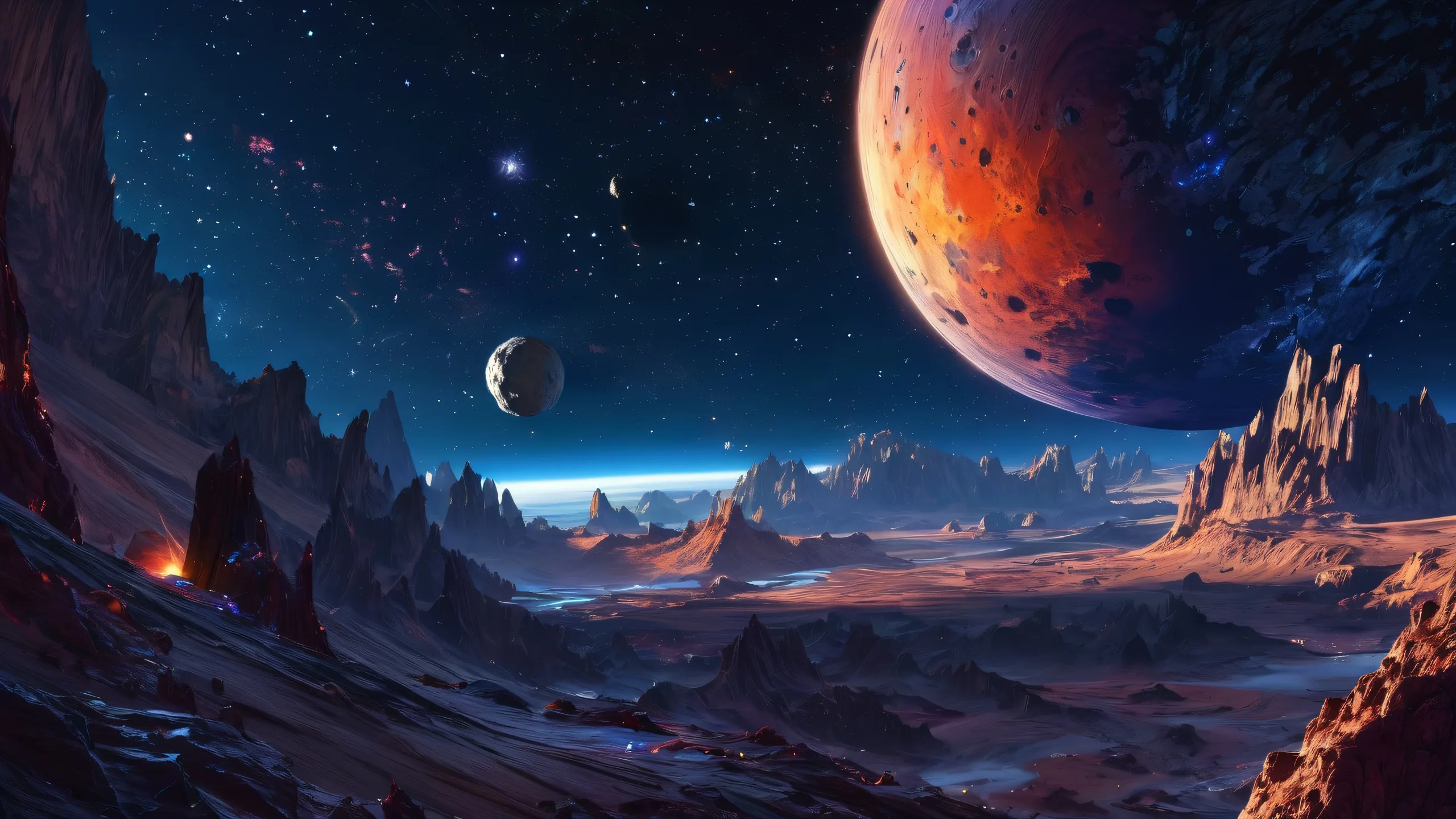 A breathtaking desktop wallpaper of an asteroid set against a starry background, suitable for PC or Desktop users.