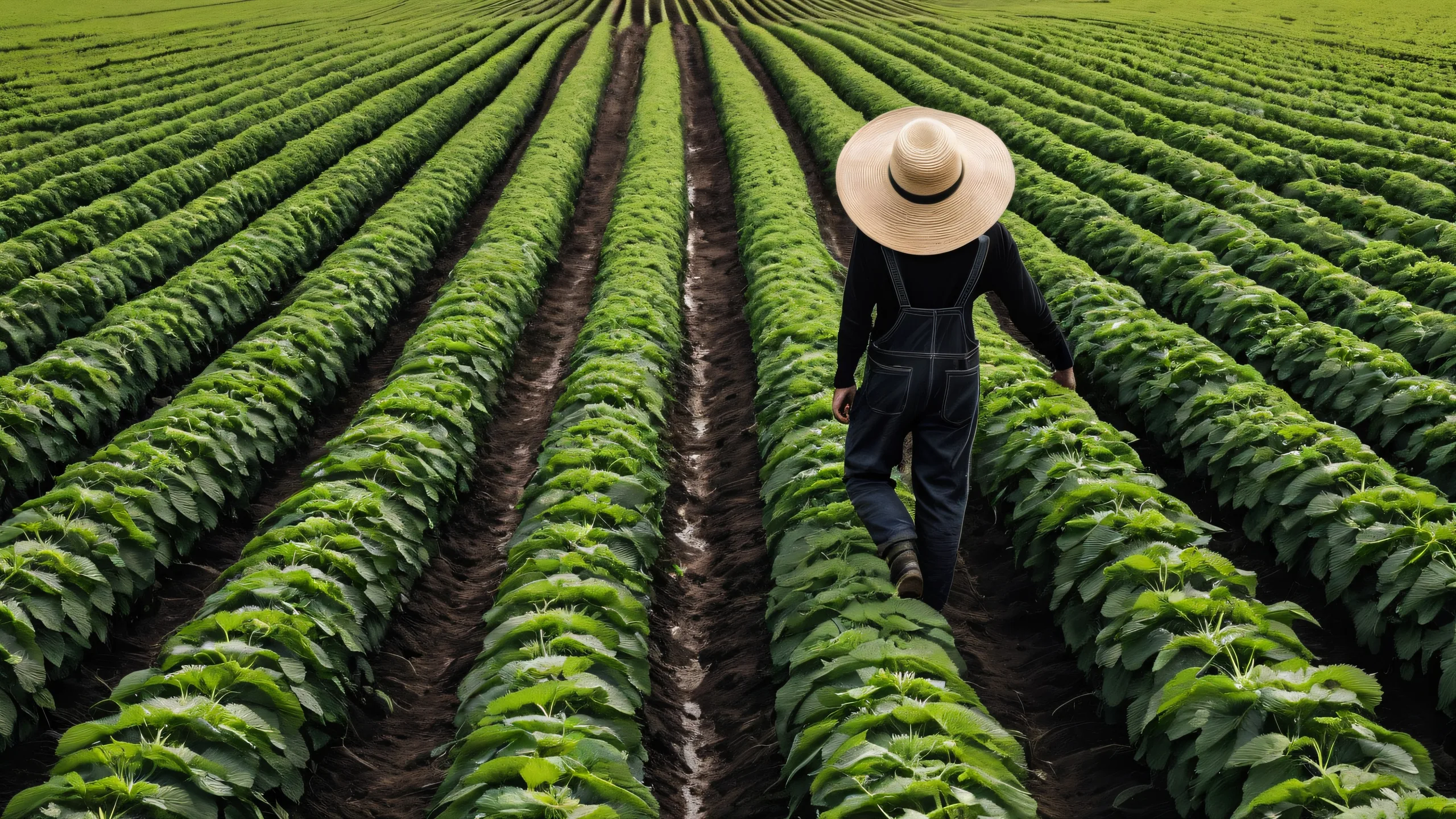A serene and vibrant desktop wallpaper featuring a cow-sized strawberry milk farm on a pristine void, perfect for your PC or Desktop/PC.