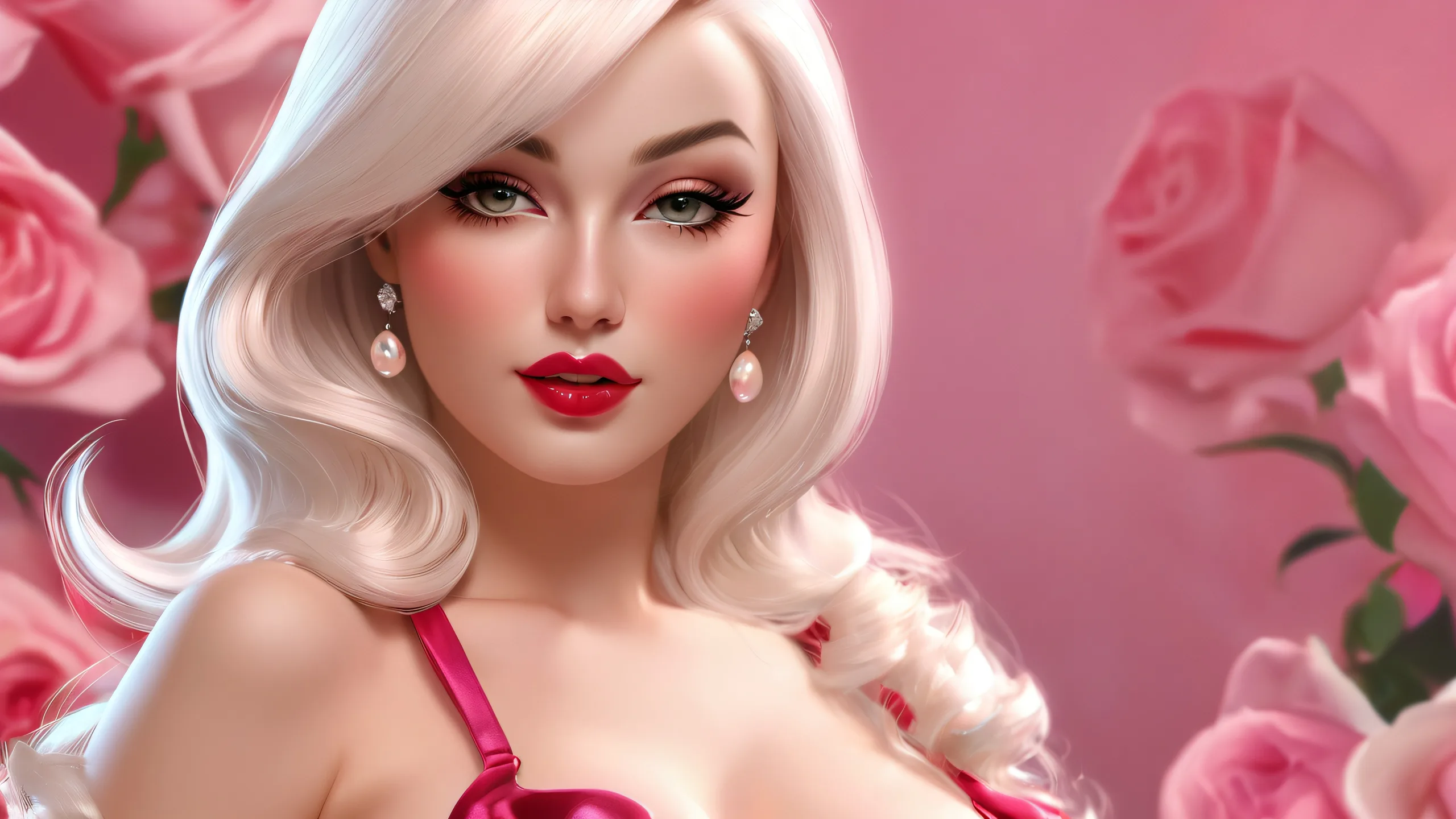 Epic Sultry Voidscape Desktop Wallpaper Ethereal femme fatale desktop image for PC/ Desktop use, with radiant colors and smooth gradients.