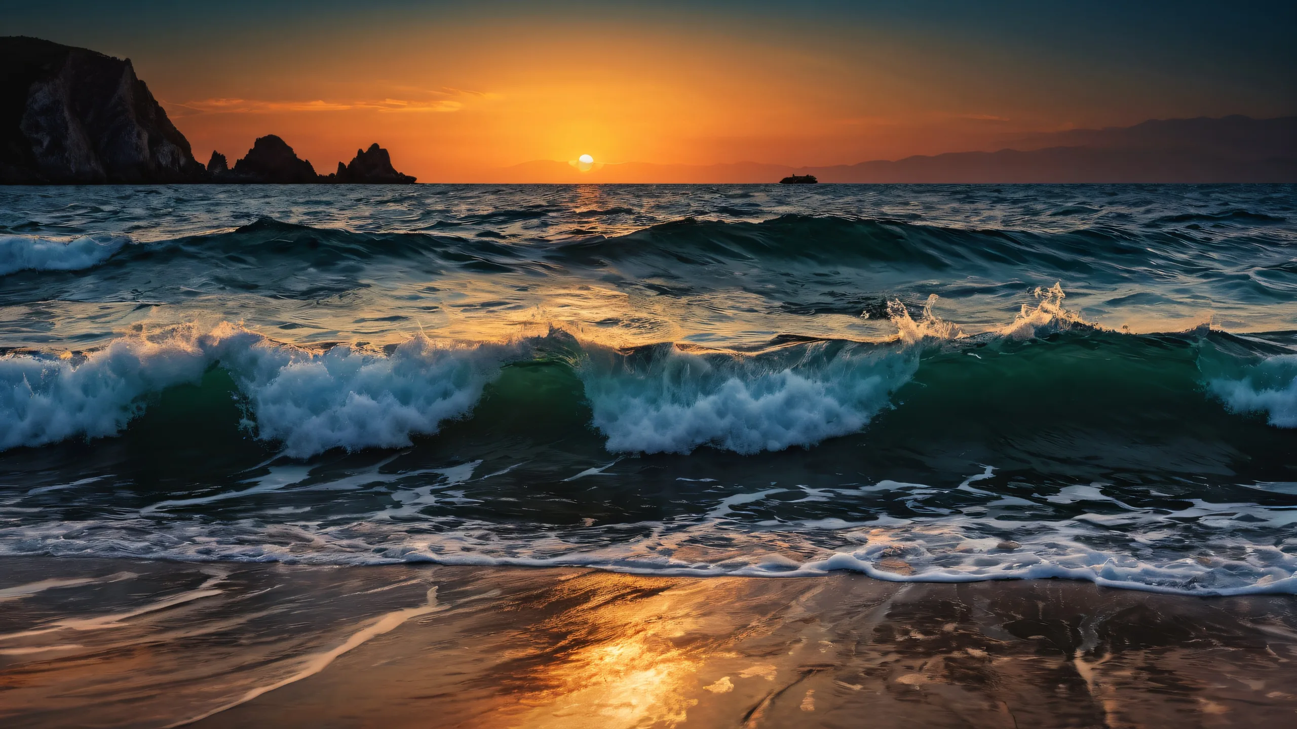 Breathtaking desktop wallpaper of a serene sunset sea scene for Desktop/PC use.