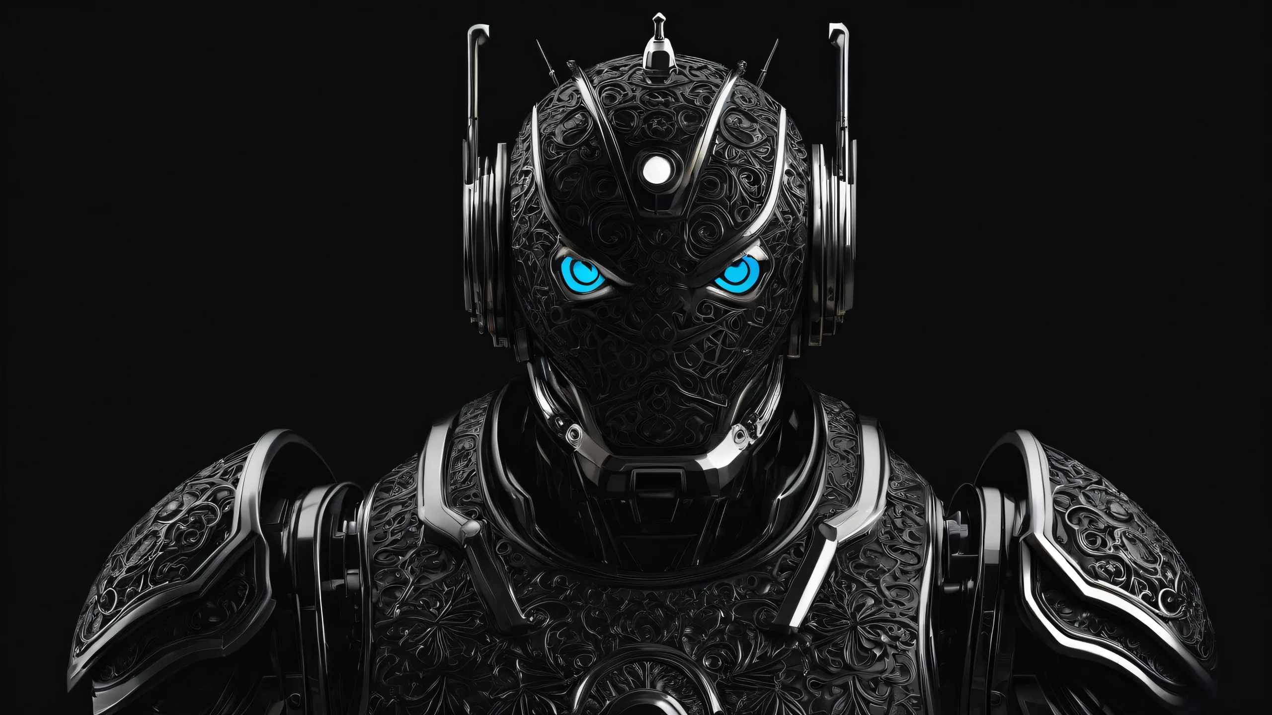 Breathtaking desktop wallpaper of Cookie Robot God in a vast pure void, perfect for Desktop/PC screens.