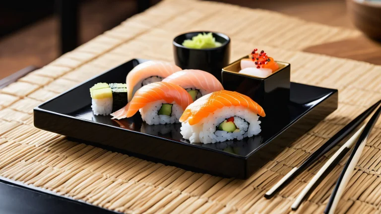 A stunning sushi platter desktop image for your PC or Desktop/PC. Perfectly clean and pristine, with a breathtaking void in the background.