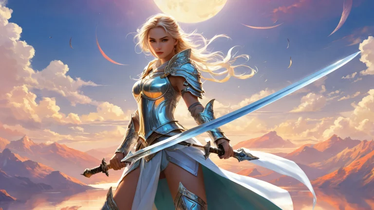 A breathtaking desktop image of women with swords set against a pure, misty void on your Desktop/PC.