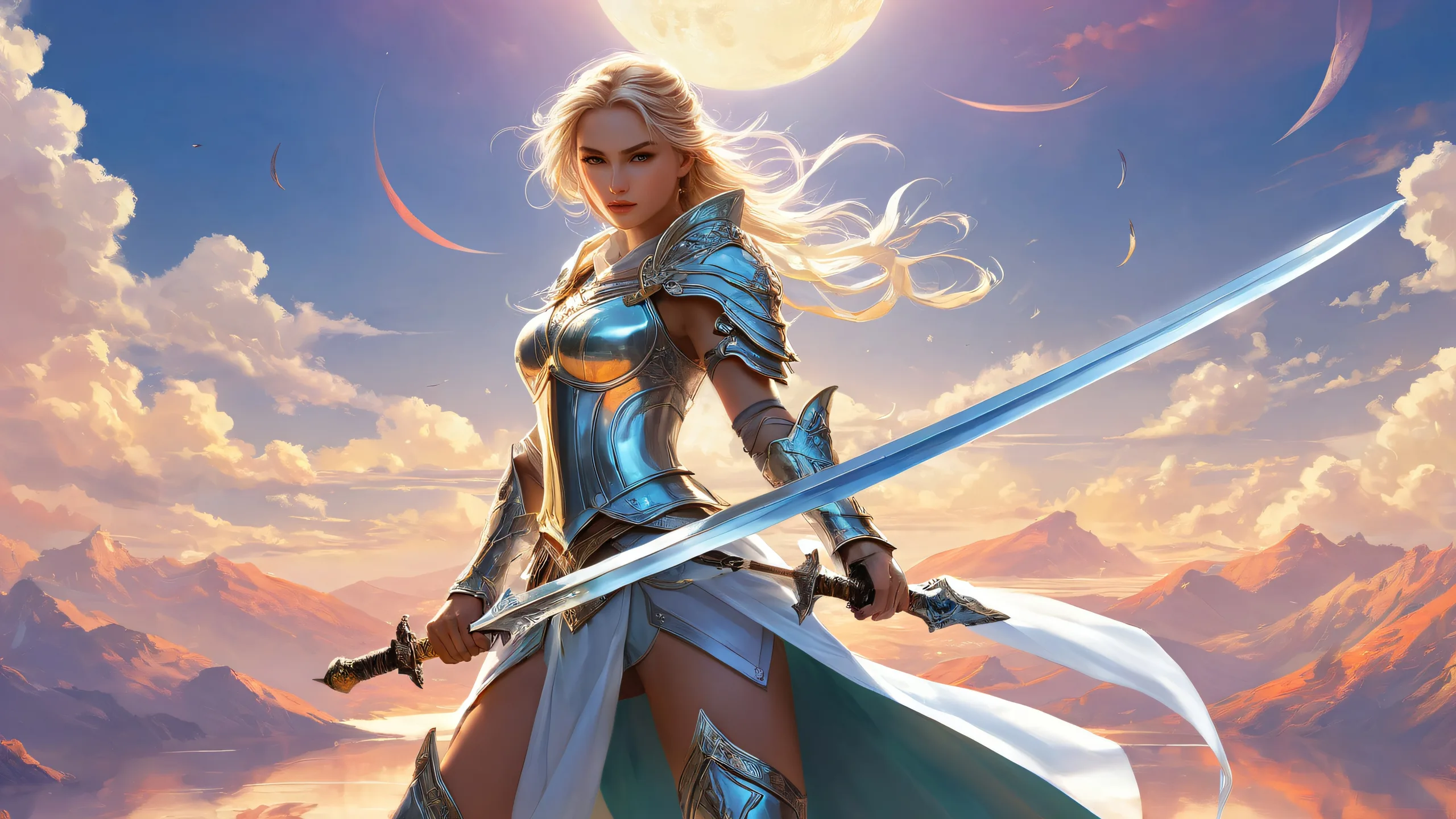 A breathtaking desktop image of women with swords set against a pure, misty void on your Desktop/PC.