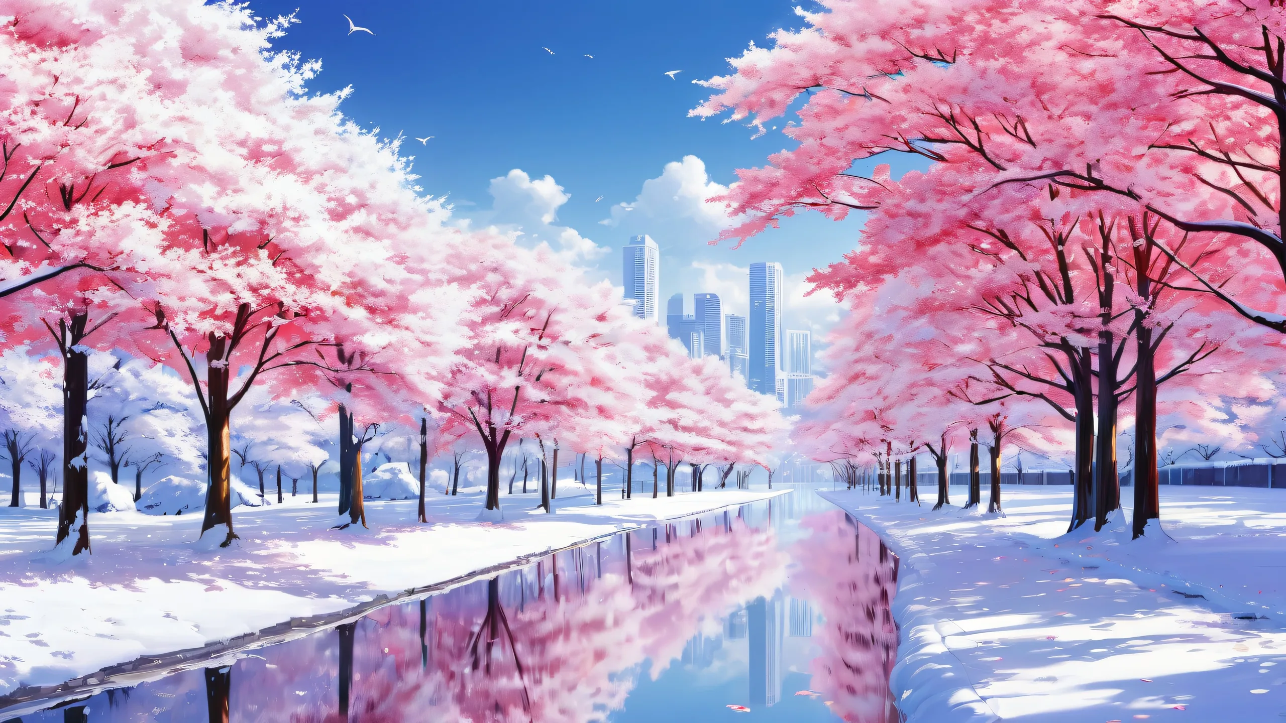 Desktop/PC wallpaper featuring an award-winning digital art piece from Tsukihime with ethereal lighting and vibrant colors.