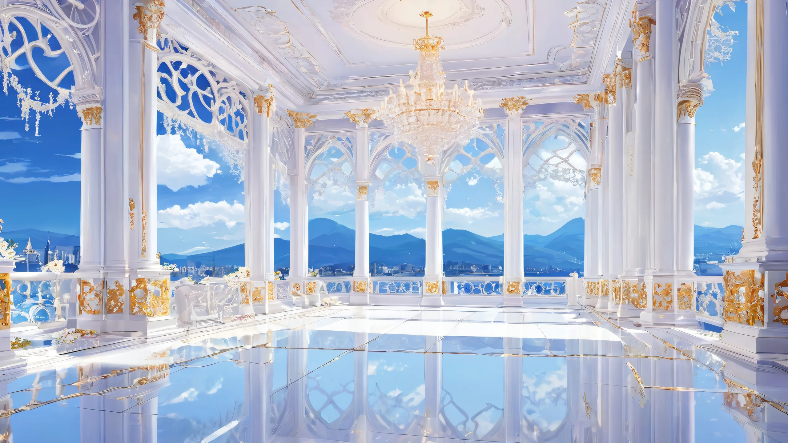 Desktop/PC wallpaper featuring a breathtaking tsukihime void landscape with radiant lighting and brilliant colors.