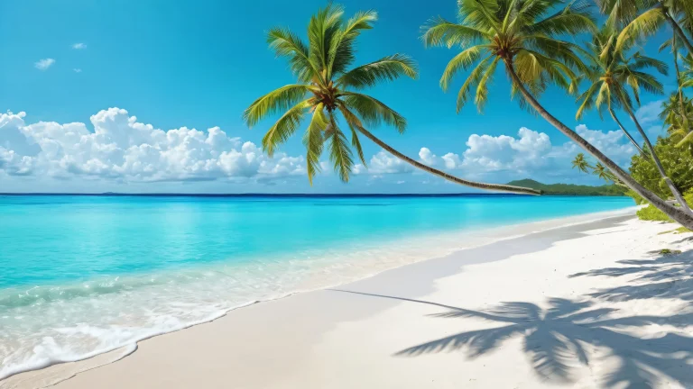 A serene tropical beach scene on a desktop/pc, perfect for relaxation and focus.