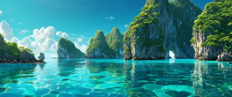 A stunning desktop wallpaper of an archipelago on a pristine void, ideal for Desktop/PC screens.