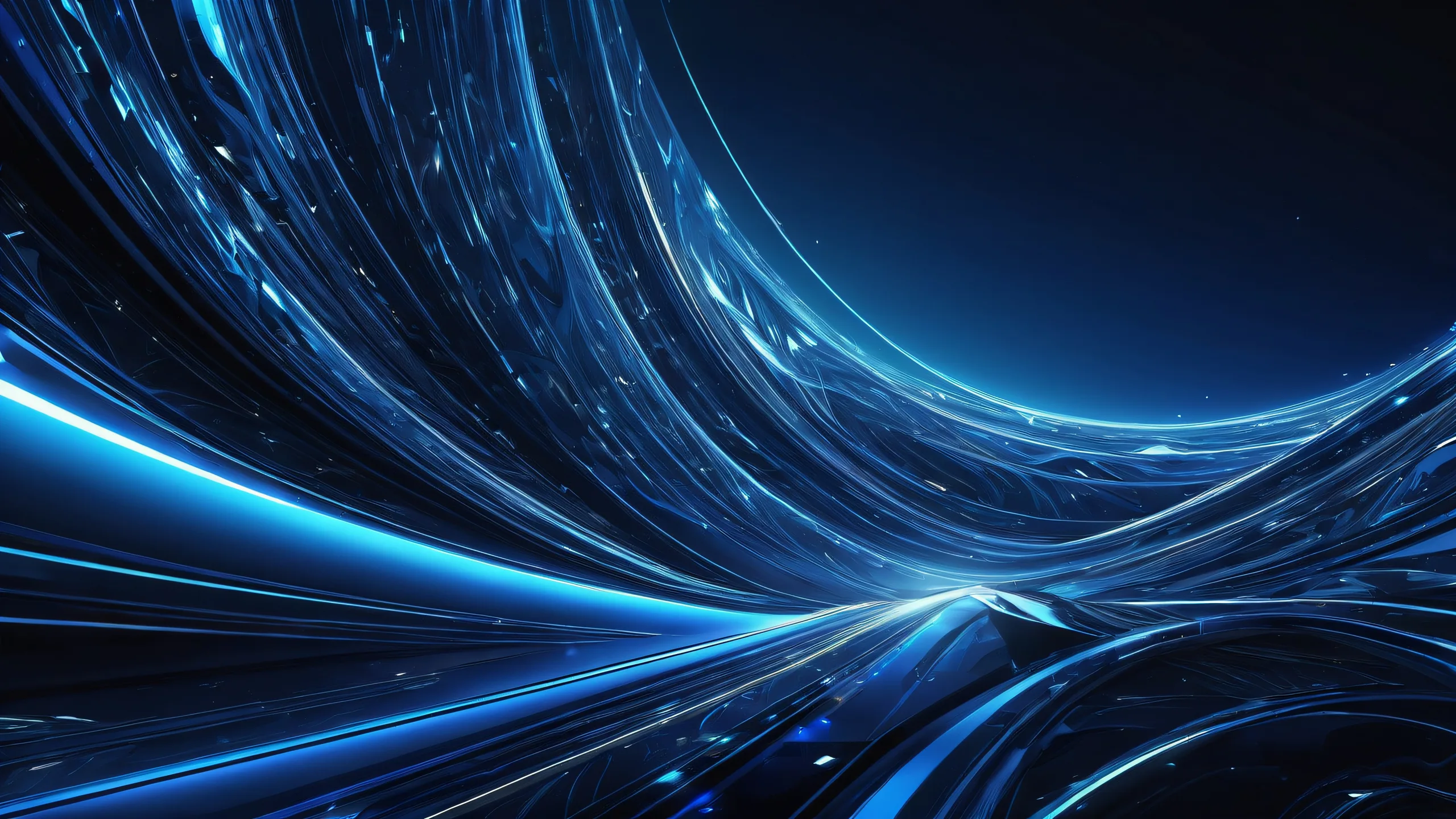 Breathtaking desktop wallpaper of a pristine void with ethereal lighting on a dark blue background, suitable for a PC or Desktop.