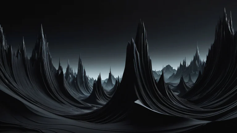A serene desktop scene of Unreal Shapes set against a vast pure void with eerie mist, perfect for Desktop/PC use.
