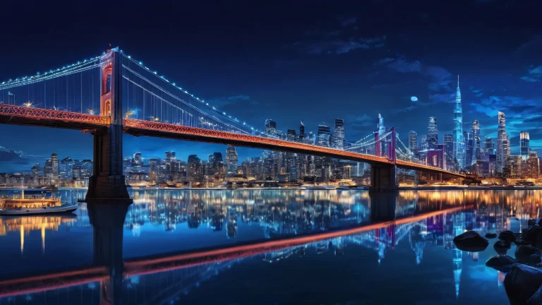 A stunning urban desktop scene of a bridge against a vast pure void, parfait pour votre PC ou ordinateur de bureau.