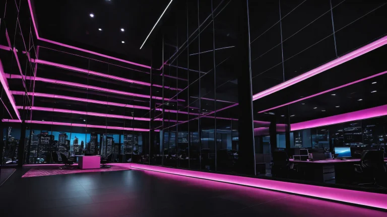 Award-winning digital art of a sleek office building against a pure void backdrop, perfect for your desktop/pc.