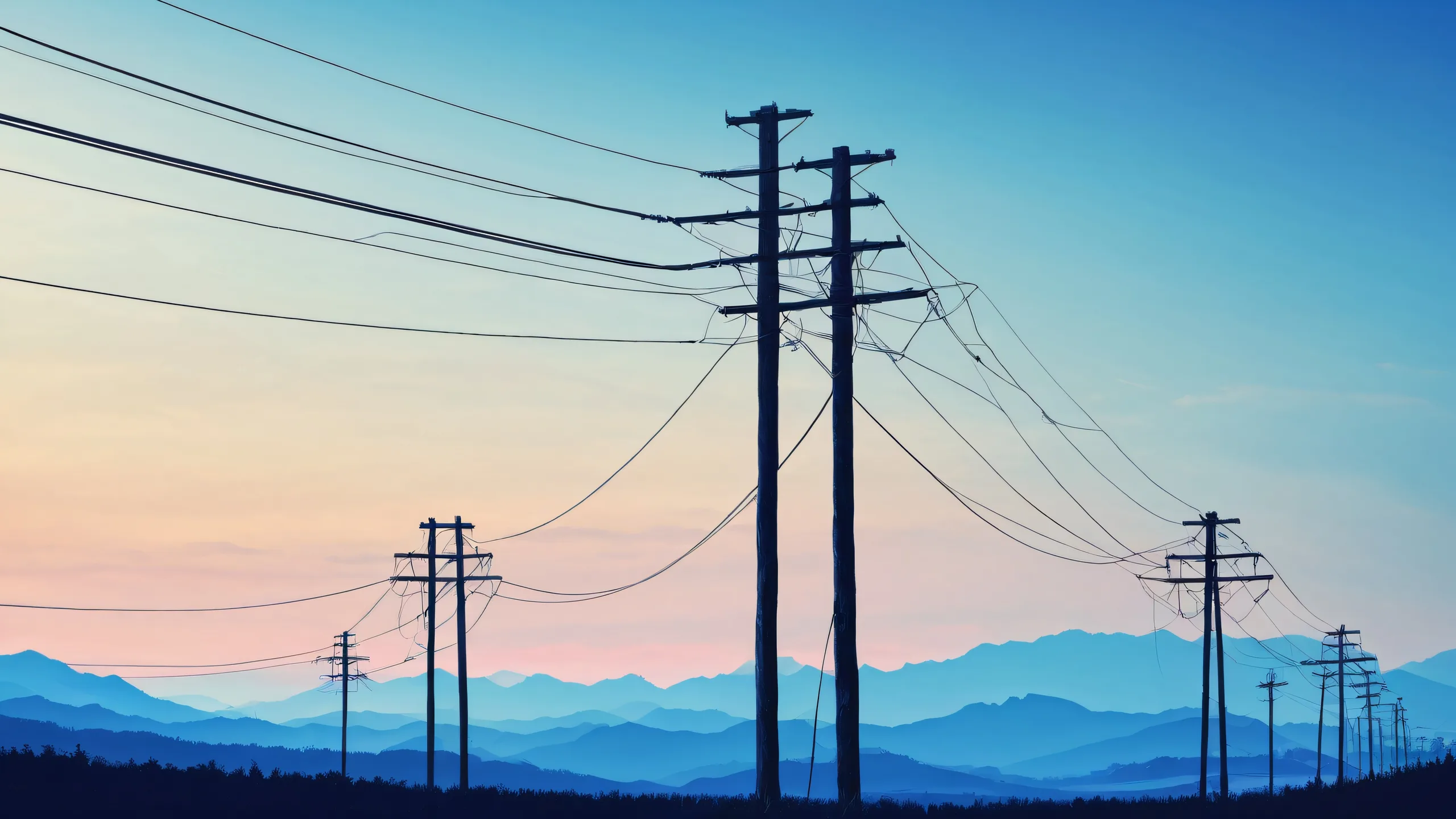 Utility pole silhouette against a vast, pure void, ideal for desktop or PC backgrounds