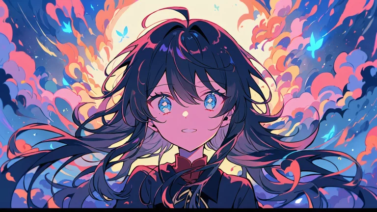 A serene anime-inspired desktop wallpaper featuring a perfectly clean vast pure void with extreme depth of field, perfect for desktop/pc use.