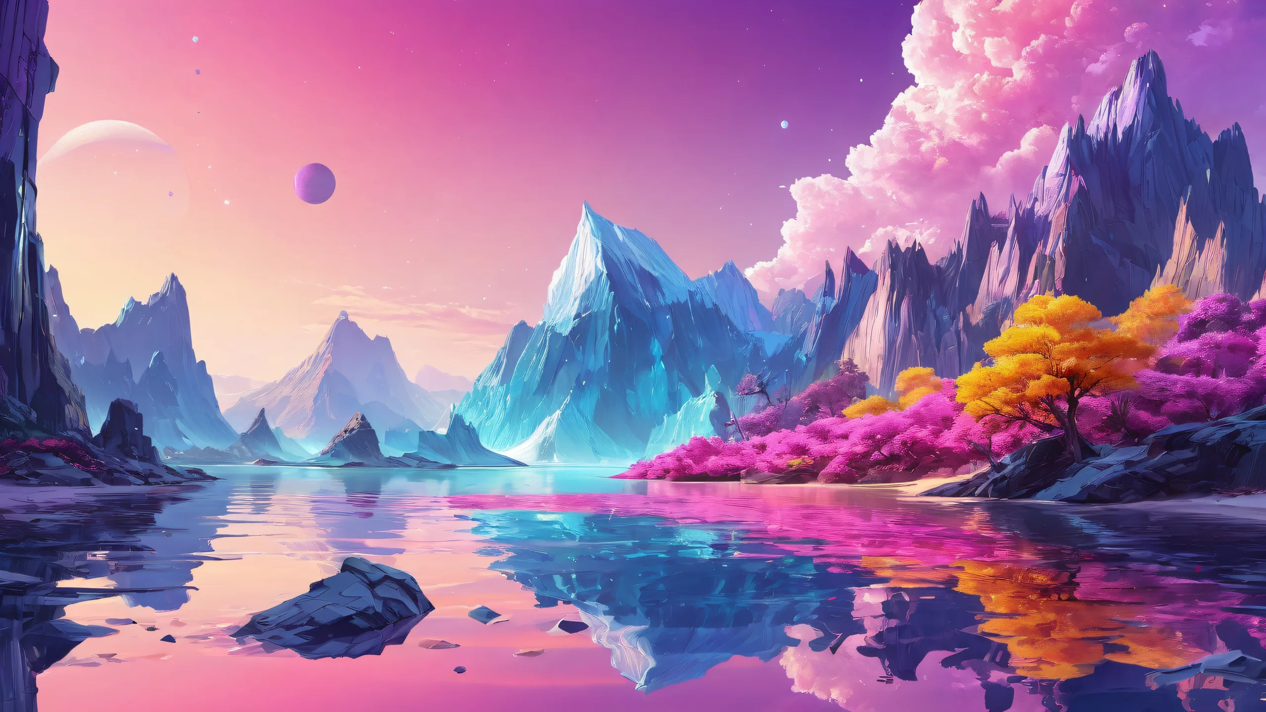 A serene desktop image featuring a vast, perfectly clean void with an extreme depth of field, designed for Desktop/PC screens.