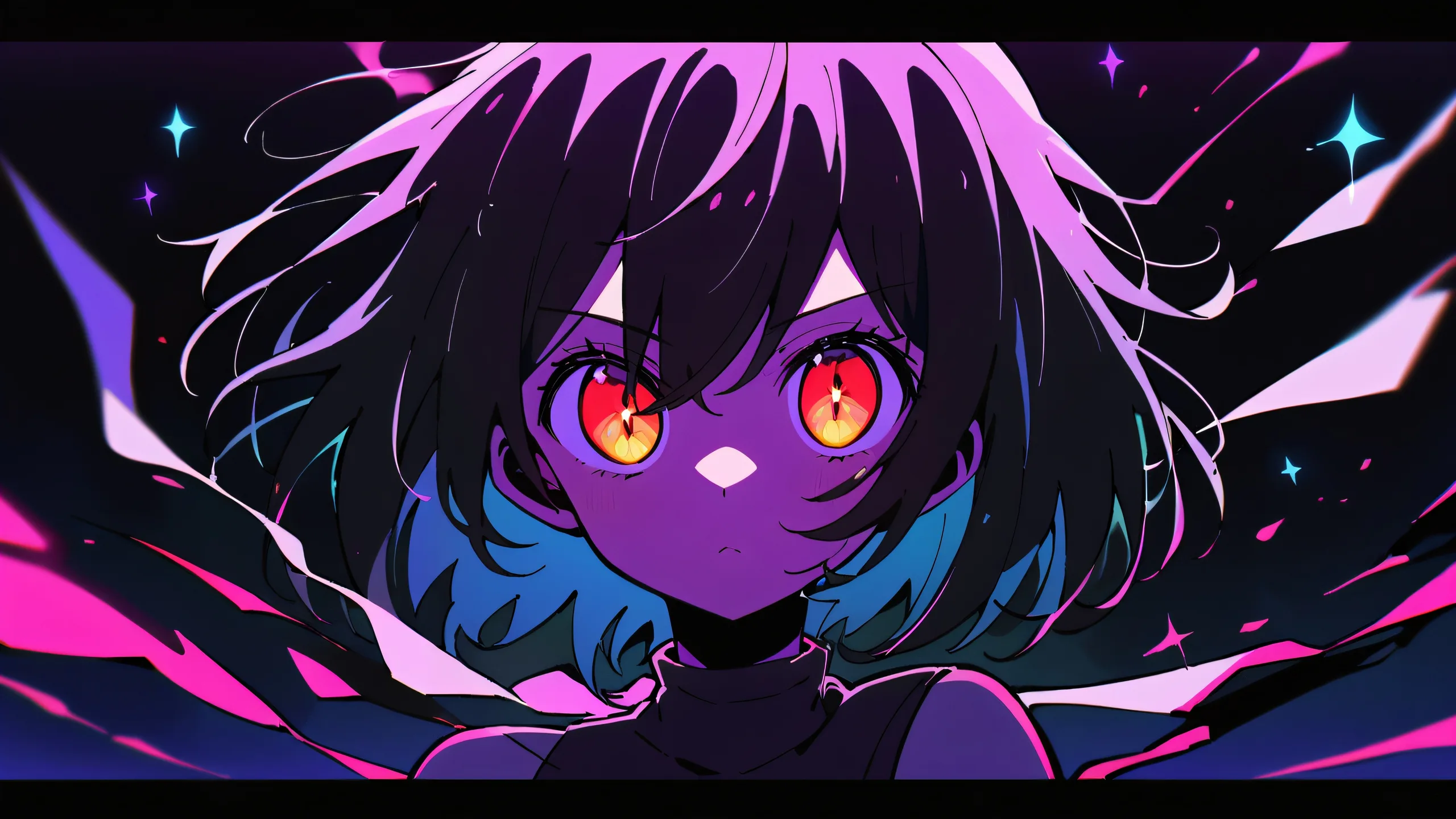 Anime girl Ai Hoshino sitting in a vast, pure void, looking at the viewer, with a perfectly clean and aesthetic environment.