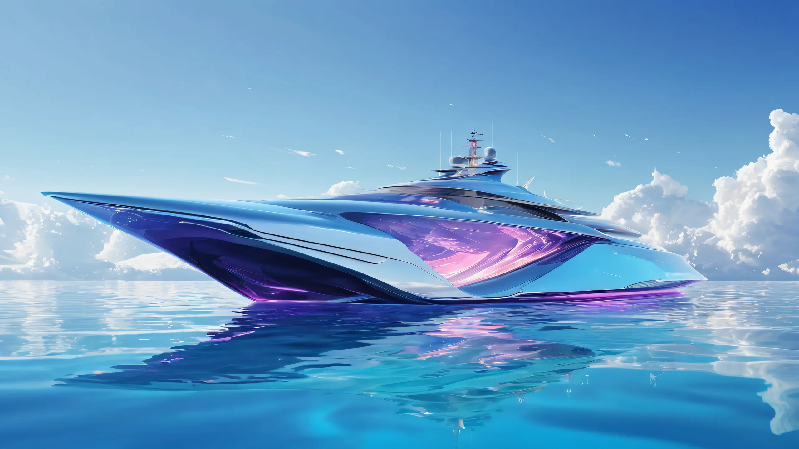 A stunning desktop wallpaper of Vessel, a breathtaking nautical scene with deep voids, water, and futuristic renderings, perfect for your Desktop/PC.