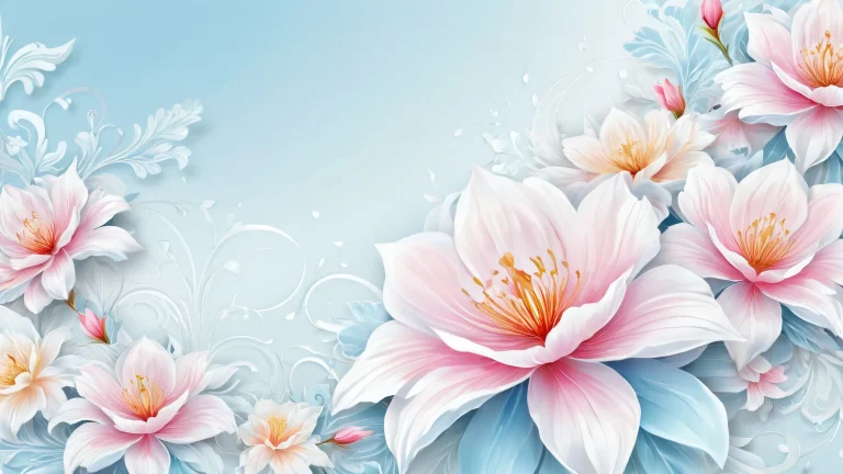 Centered floral arrangement on a pure void desktop background with extreme depth of field and subtle textures for Desktop/PC use.