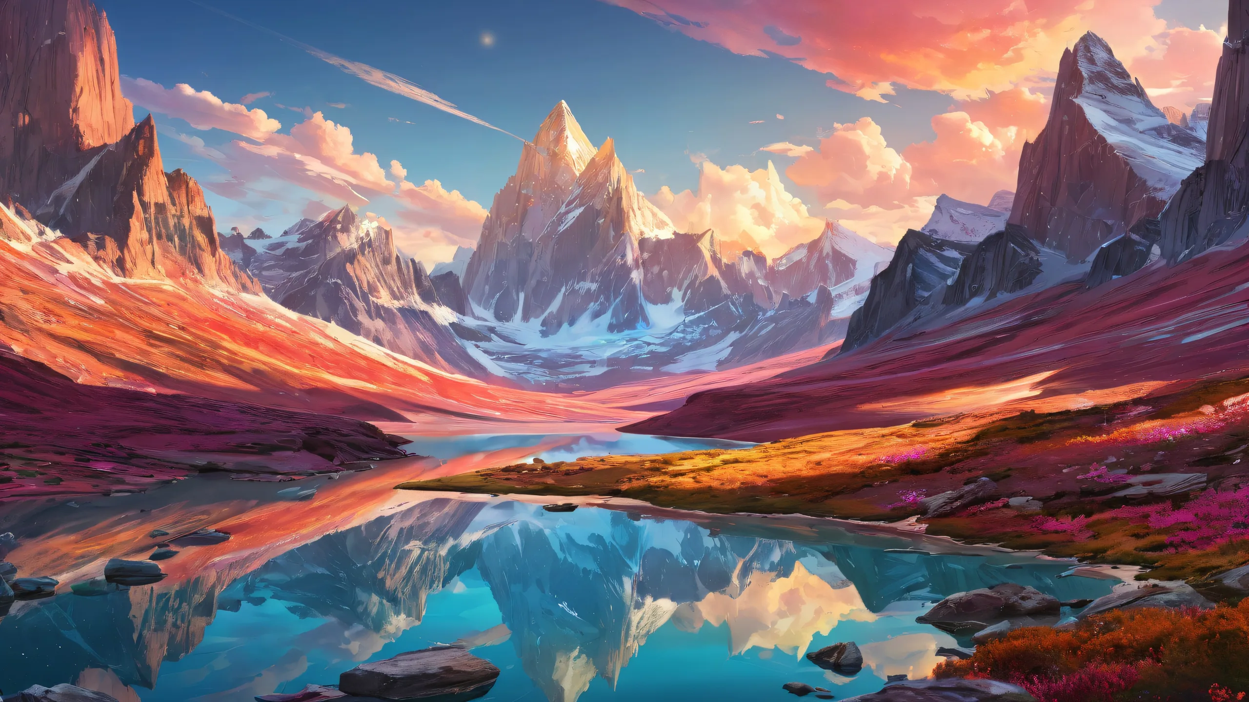 Ethereal desktop scene with video game characters and scenes on a pure void background for your PC or Desktop