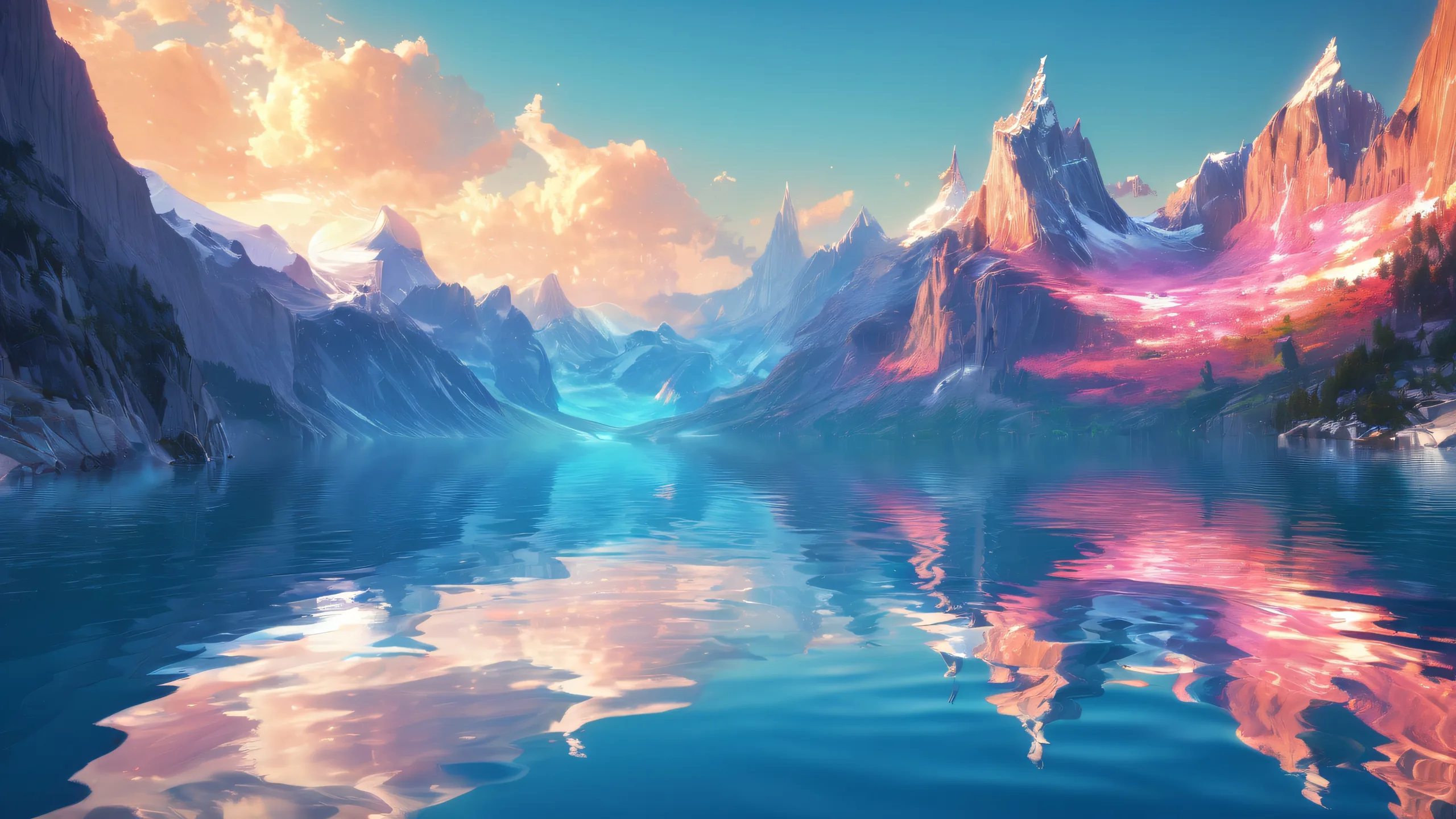 A stunning desktop wallpaper featuring a centered void on a neutral background with radiant colors and ray traced reflections suitable for Desktop/PC.