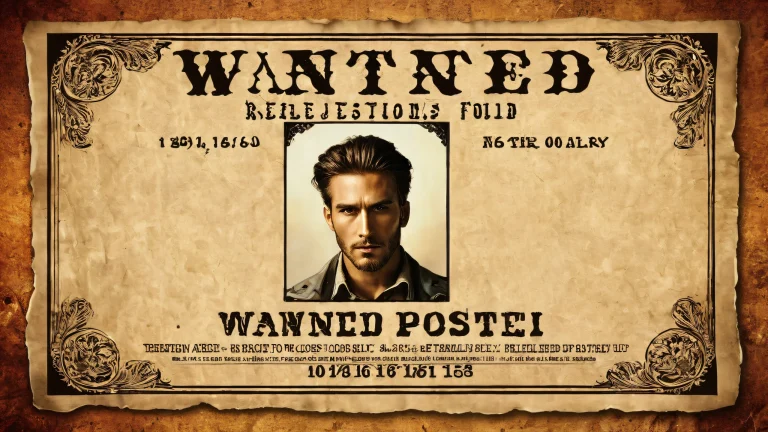 A breathtaking desktop wallpaper of a wanted poster on a pure void background for Desktop/PC use.