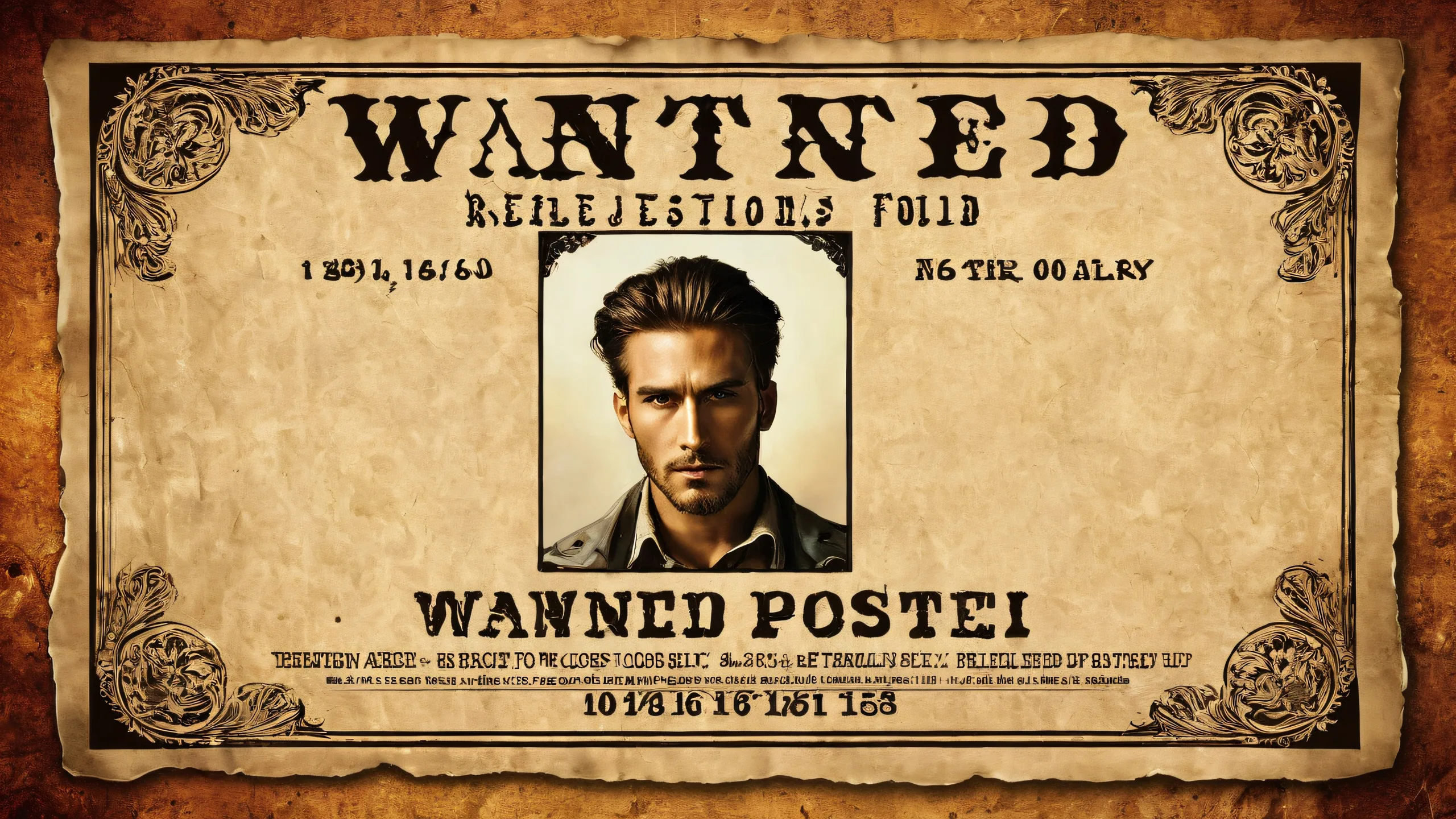 A breathtaking desktop wallpaper of a wanted poster on a pure void background for Desktop/PC use.