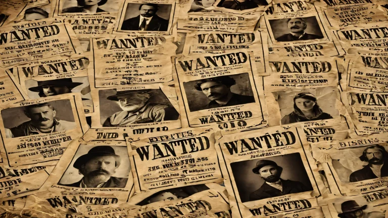 Breathtaking desktop wallpaper of wanted posters against a pure void background, perfect for your PC or Desktop.
