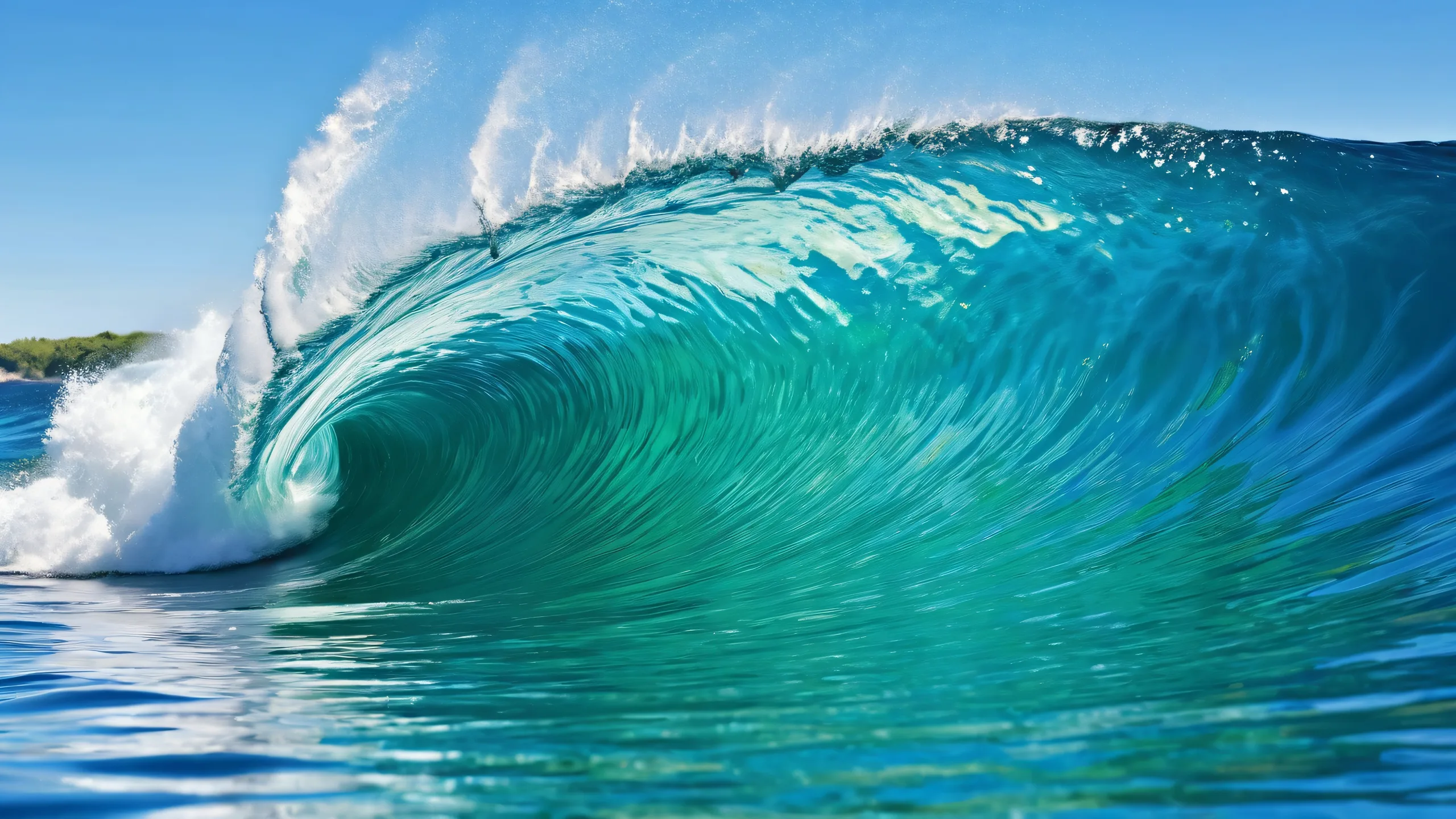 A stunning desktop wallpaper featuring majestic waves on a pristine pure void background for your Desktop/PC.