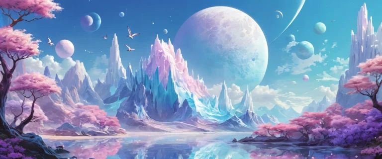 A breathtaking desktop wallpaper of fantastical creatures set against a pure void backdrop with celestial bodies, perfect for your PC or Desktop.