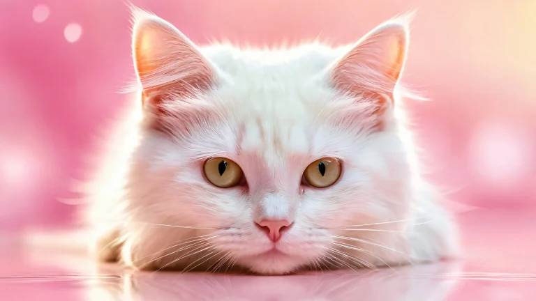 Adorable cat in a vast, pure void desktop wallpaper with ethereal lighting and radiant colors for your PC or Desktop.