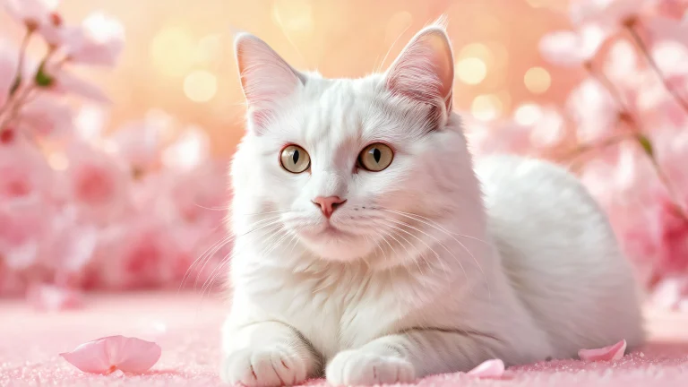 A serene desktop scene featuring a cat in a vast pure void with extreme depth of field, perfect for your Desktop/PC.