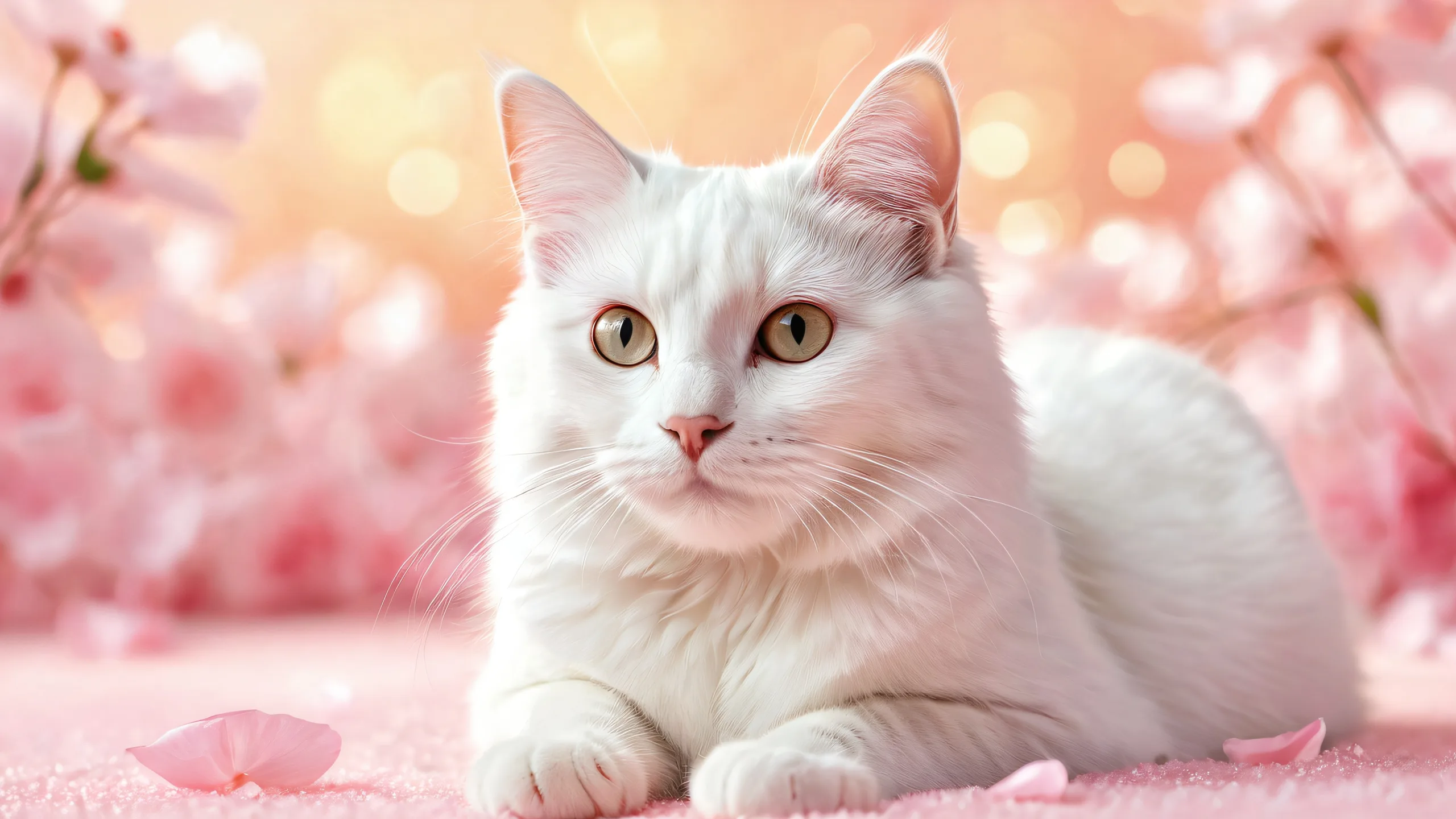 A serene desktop scene featuring a cat in a vast pure void with extreme depth of field, perfect for your Desktop/PC.