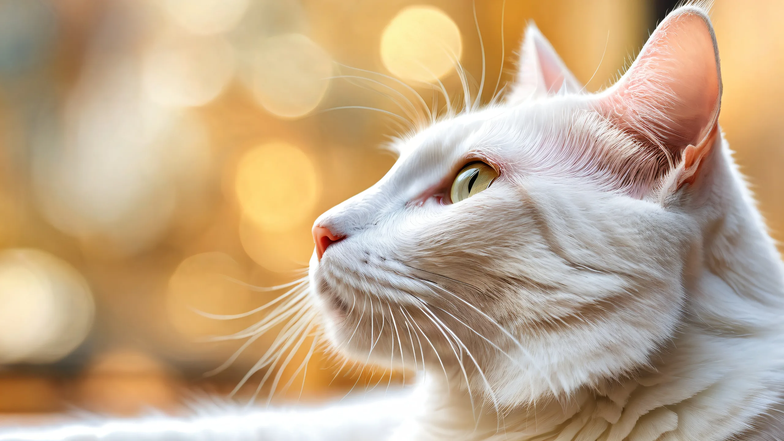 A beautiful cat's profile on a pure void background for your desktop or PC.