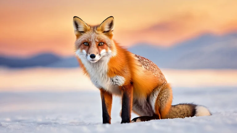 A beautiful illustration of a fox on a pristine void desktop background for use on PCs or Desktops.