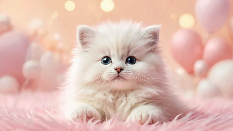 A desktop wallpaper featuring a cute fluffy animal against a pure void, ideal for Desktop/PC screens.